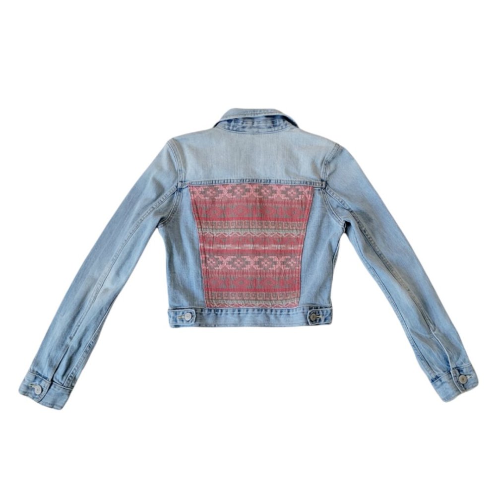 American Eagle Denim Jacket With Patchwork Design - image 3